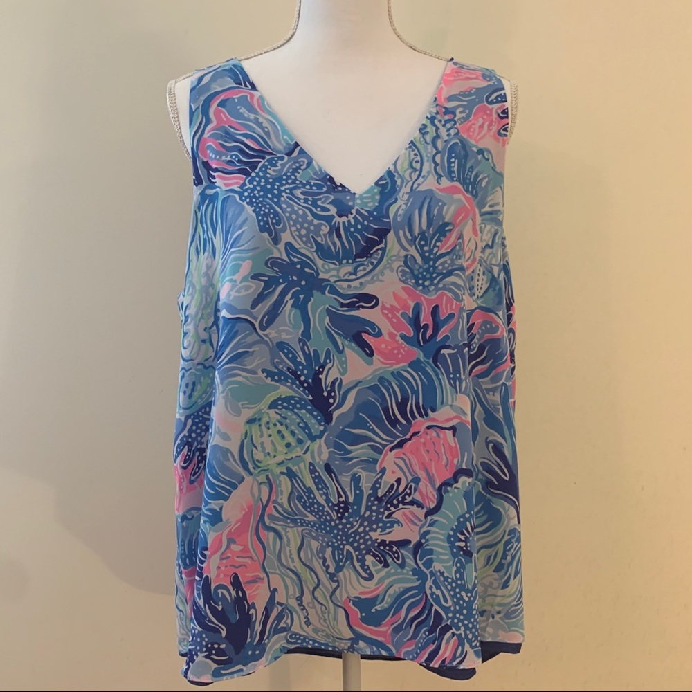 Lilly P Florin v-neck saltwater blue-shade seekers